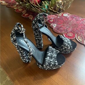 Chinese Laundry Black and White Tweed Heels